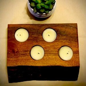 Walnut Handmade Tea Light Holder